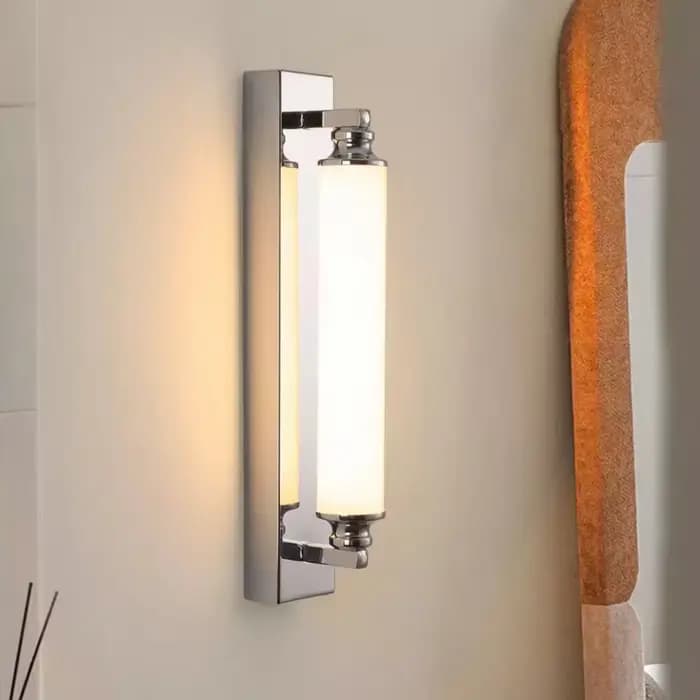 Lampe murale Bauhaus, style moderne minimaliste, lampes de chambre à coucher, éclairage de vanité pour salle de bain et décoration de chambre de style mid-century, couleur chrome