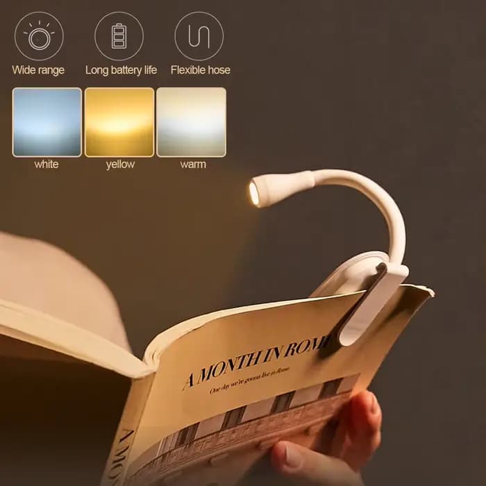 Lampe de Lecture LED Rechargeable par USB, 3 Couleurs, Réglable, à Clipser, pour Bureau, Livre, Protection des Yeux, Portable, Salle d'Étude, Mini Lumière