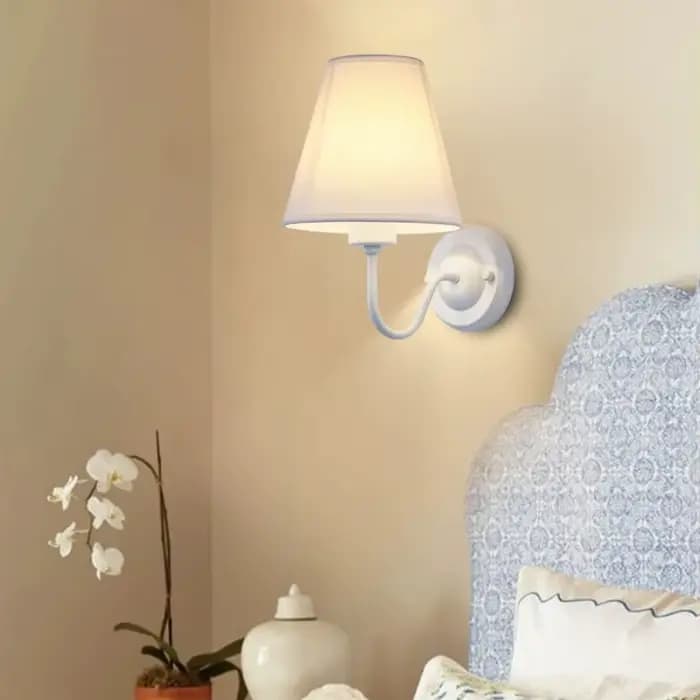 Lampe murale rétro en tissu LED, éclairage intérieur moderne, lampe murale en tissu E27, lampe de chevet pour chambre familiale, lampe d'hôtel