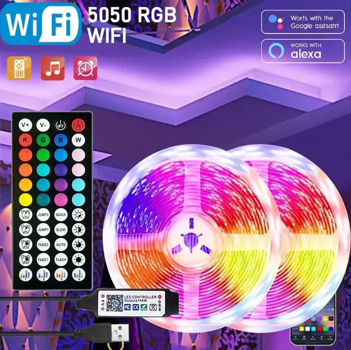 Bande lumineuse Led RGB, 5m, 10m, 20m, 30m, avec contrôle par application, ruban Flexible, pour décoration de chambre à coucher