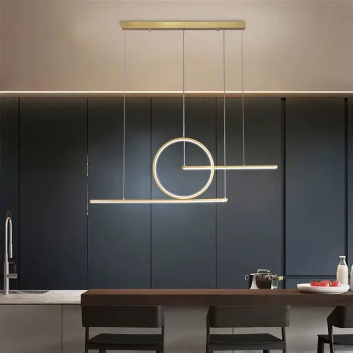 Plafonnier LED suspendu au design moderne minimaliste, éclairage d'intérieur, luminaire décoratif de plafond, disponible en noir et en or, idéal pour un salon, une salle à manger ou un café