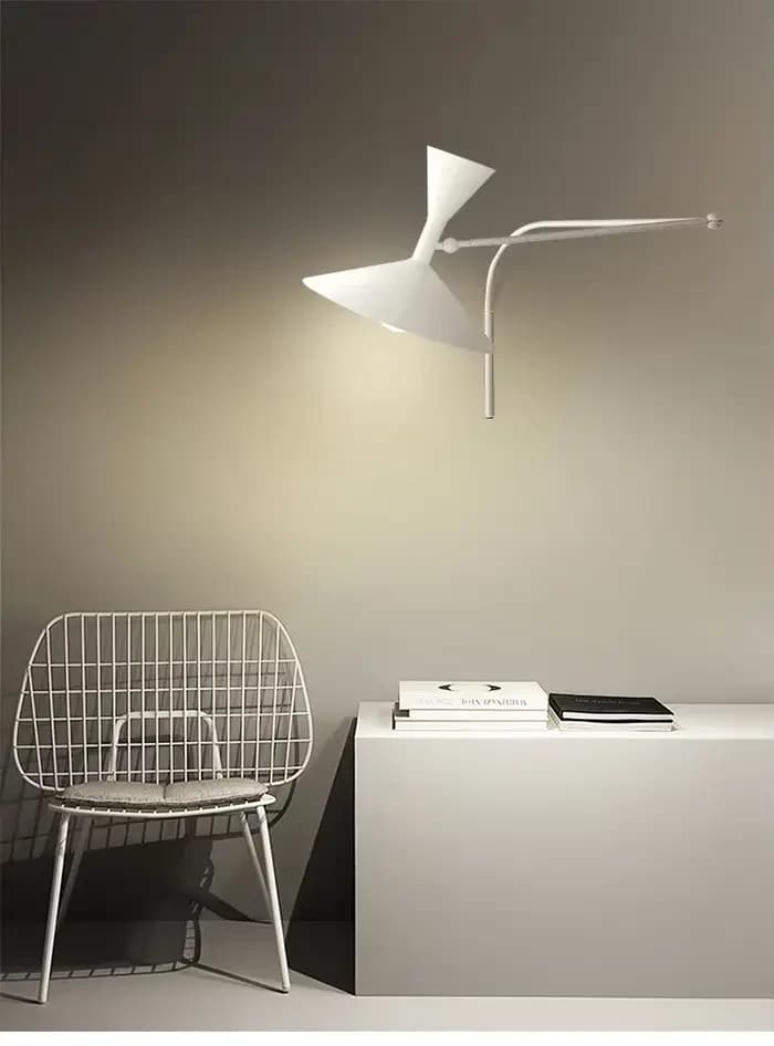 Applique Murale de Marseille en Métal Blanc et Noir, Trompent, Bras Pivotant, pour Chambre à Coucher, oral et, Salon, Décoration de la Maison, Étude, Lampe de Lecture