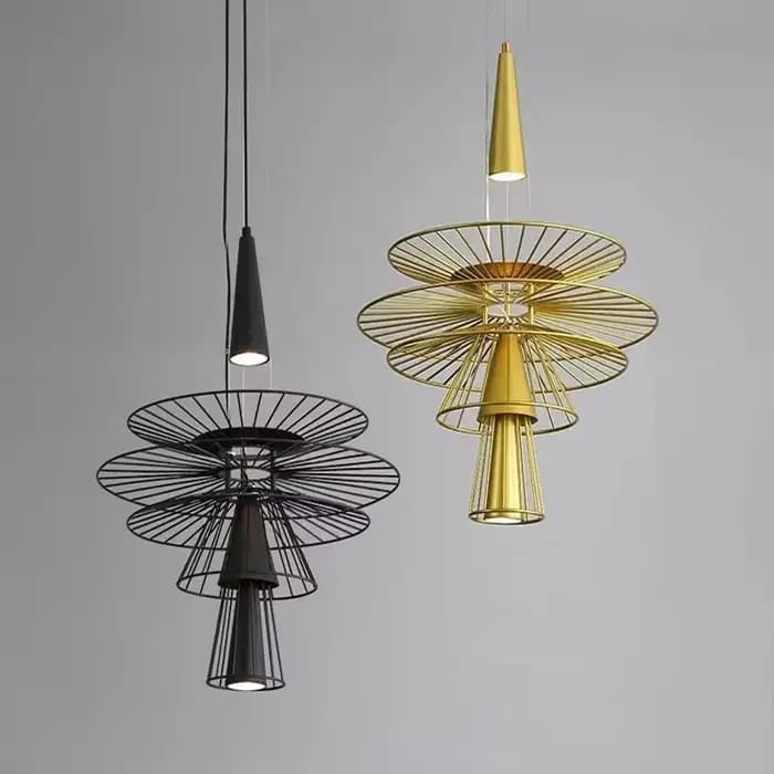 Projecteur en Maille Multicouche en Fer Forgé, Design Nordique, Lustre Pengdant pour Réception d'Hôtel, Décoration Artistique de Maison, Luminaires Led