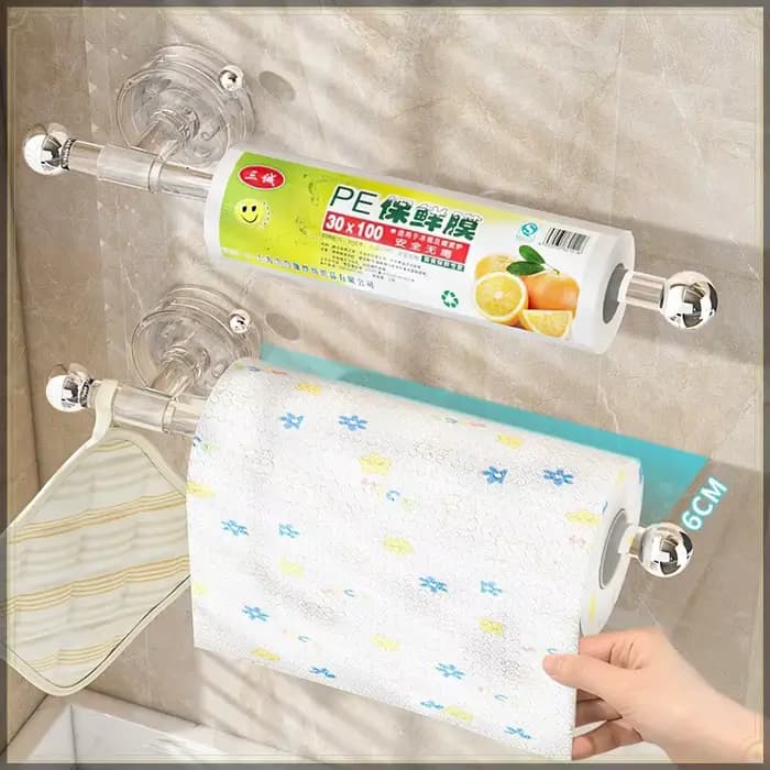 Support mural multifonctionnel en acrylique pour essuie-tout à ventouse, sans perçage, forte capacité de charge, organisateur de rangement de cuisine