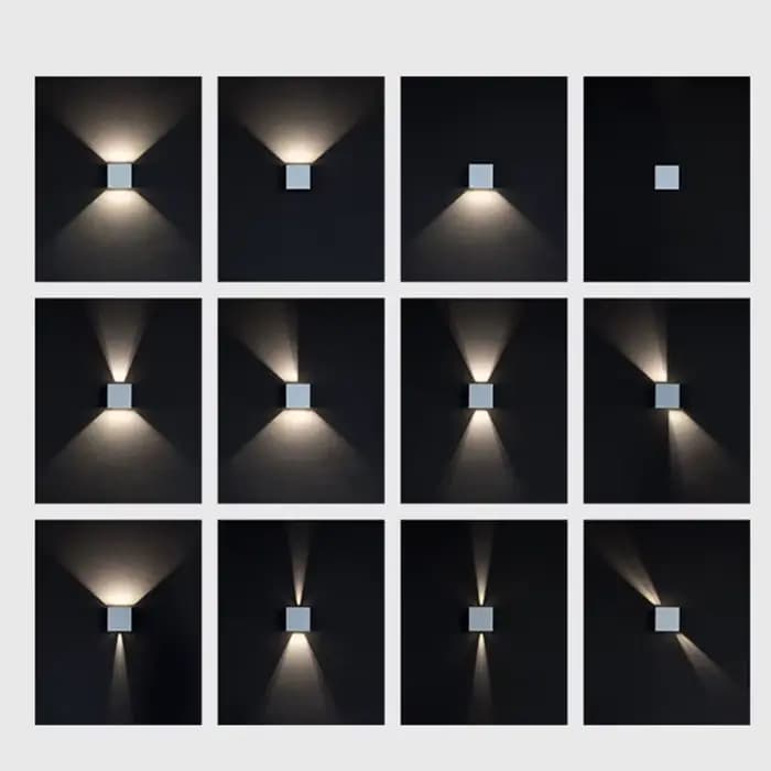 Applique murale extérieure étanche moderne carré en aluminium noir blanc gris éclairage mural porche cour lampe murale extérieure