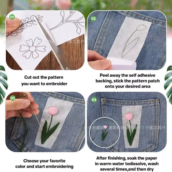 Stabilisateur de broderie collant et Soluble dans l'eau, artisanat écologique, papier imprimable, stabilisateur de lavage permettant pour l'impression, 10 pièces