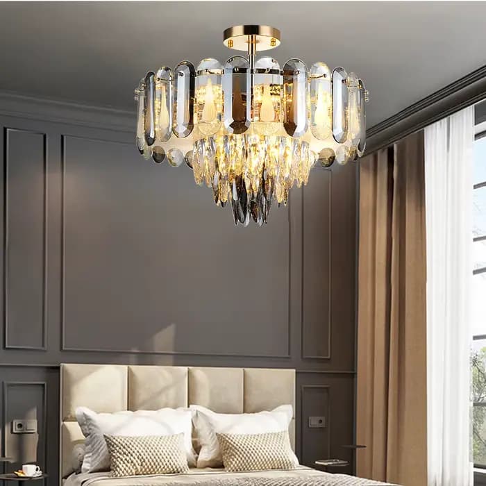 Plafonniers modernes en cristal gris de luxe, éclairage LED, plafonniers, décoration de la maison, Lustres pour décor de salon, nouveau, 2023