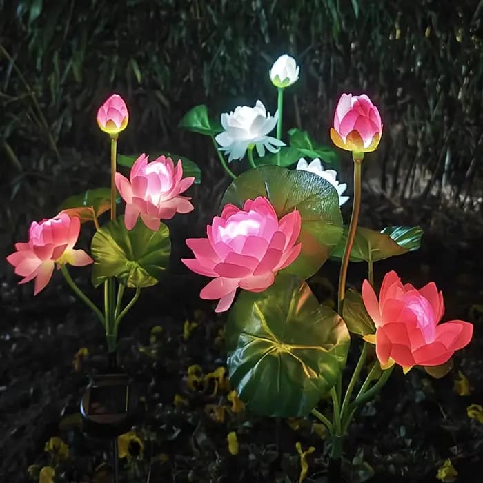 Le jardin solaire fleurs décoratives allume la lumière extérieure imperméable de piquet de Lotus pour la lampe solaire de voie de marche de porche de cour de Patio de campagne