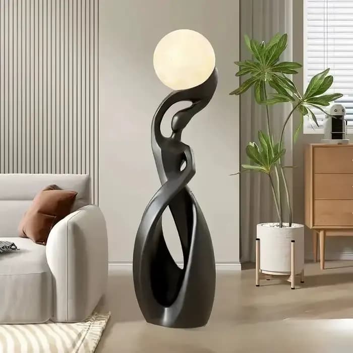 Lampadaire de Luxe Grand Format, Ornement Artistique Abstrait, Éclairage Haut de Gamme pour Salon, Côté Télévision, Décoration Intérieure