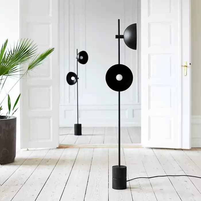 Bilde-Lampadaire Nordique Double Lumière, Lampadaire Noir, Design Simple, Bureau, Maison, Salon, Par conséquent