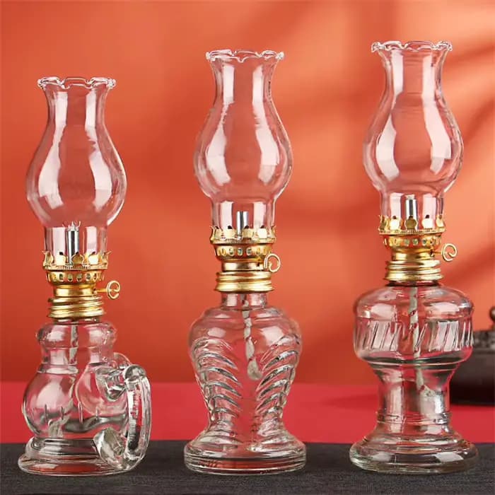 Lampe à huile en verre, lanterne classique rétro vintage, portable, grande capacité, éclairage décoratif intérieur/extérieur, durable, d'urgence