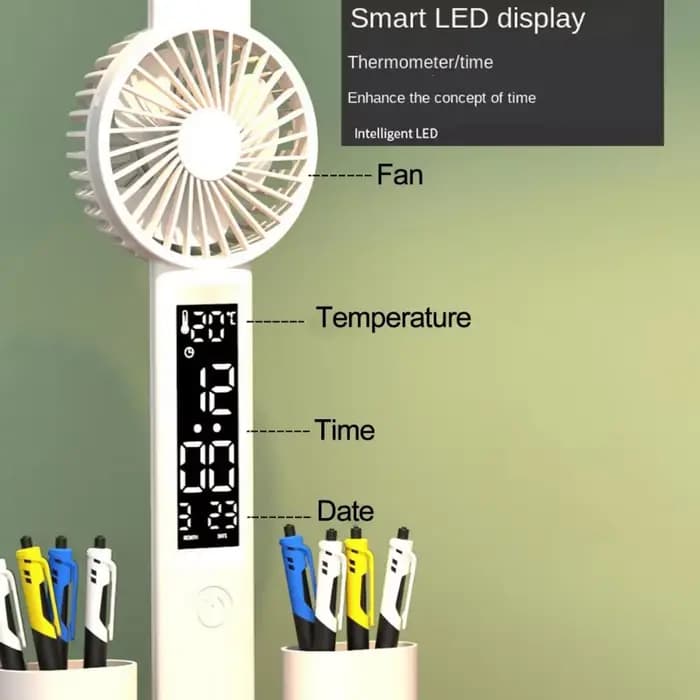 Lampe de Table Rechargeable pour étude, lampe de bureau lampe de lecture lampe de Table Led avec ventilateur, lampe de lecture d'affichage d'horloge Led