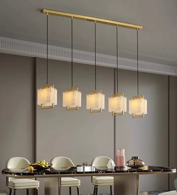Lustre en marbre naturel pour la décoration intérieure, lampe à suspension Ludéviation, luminaire de luxe, salon, villa, duplex, escaliers, moderne