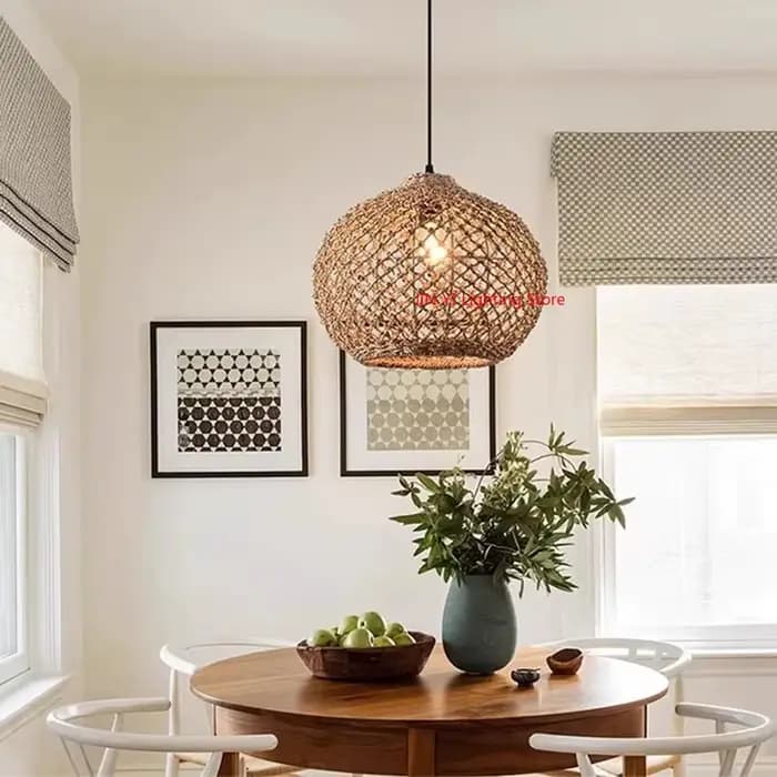 Lampe à suspension tissée en bambou, en rotin tissé, pour salle à manger, lanterne d'art japonaise en bambou, luminaires pour maison de thé