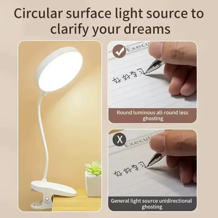 Lampe de Table Led Rechargeable par USB, veilleuse avec pince pliante, support d'étude, lampe de lecture tactile, 3 Modes de gradation, lumière de Protection des yeux