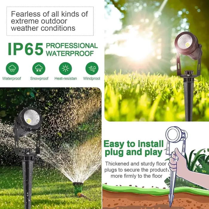 Éclairage paysager extérieur, paquet de 4 à 10 spots LED avec transformateurs, projecteur enfichable étanche IP65 basse tension 12V