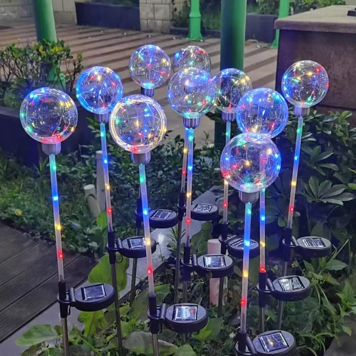 Paquet de 2 lampes solaires de jardin en cuivre, Globes wie, lumières sur piquet solaires, lampe multicolore étanche pour décoration de jardin de paysage de voie