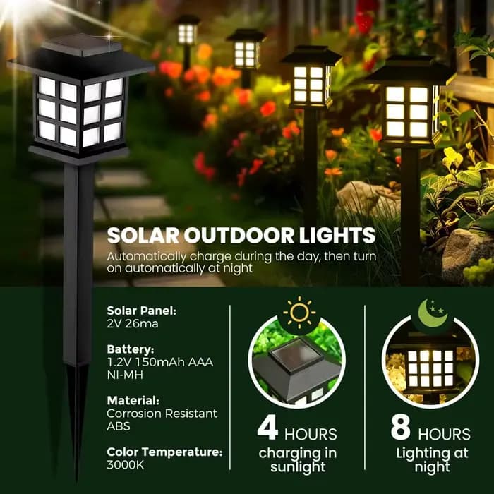 Paquet de 8 lumières solaires de jardin de voie paysage extérieur imperméable pour cour Patio passerelle allée décor solaire pelouse lampe éclairage