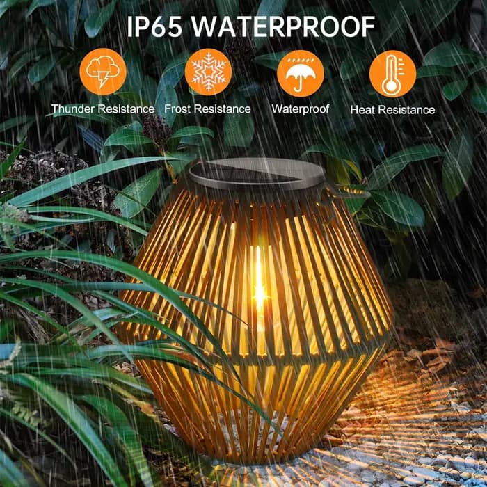 Lanterne solaire d'extérieur étanche, lanterne tissée suspendue, style Boho, décoration pour jardin et cour
