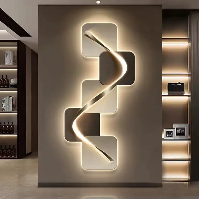 Peinture de décoration de hall d'entrée de luxe léger, lumières LED, salon minimaliste italien, murale haut de gamme dans le couloir