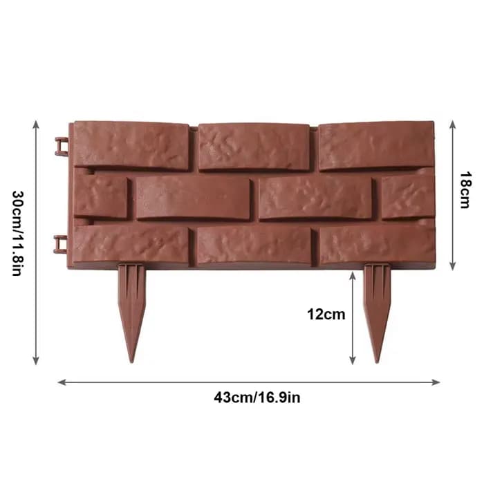 Bordure de bordure de jardin décorative bricolage, fleur enge, bordure de lit, imbriqué, effet brique de charbon, extérieur, 1PC