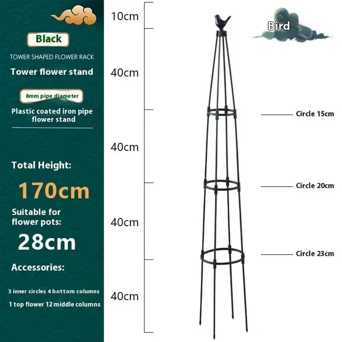 Treillis d'obélisque de jardin pour plantes grimpantes, treillis rond de buisson de roses d'extérieur pour Pots, treillis de fleurs en métal antirouille
