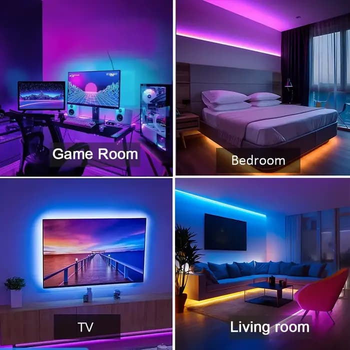 Bande lumineuse Led pour synchronisation de musique, avec contrôle par application, ruban lumineux Flexible pour décoration de fête à domicile, rétro-éclairage TV