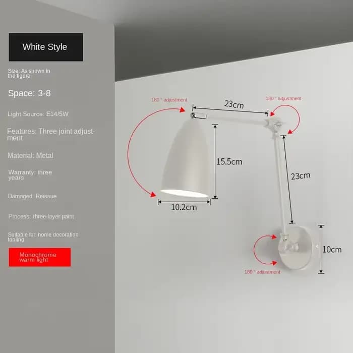 Applique Murale Moderne à LED Réglable, Luminaire Décoratif d'Nik, Idéal pour une Chambre à Coucher ou un Salon