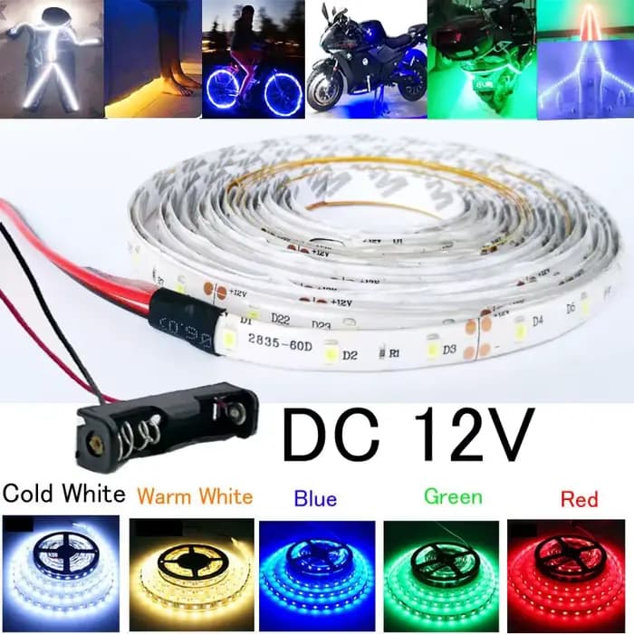 Bande lumineuse LED 1M 2M 3M 4M, LED dimmables DC 12V 60 LED/M, ruban décoratif d'intérieur blanc bleu rouge, éclairage LED pour TV et festivals