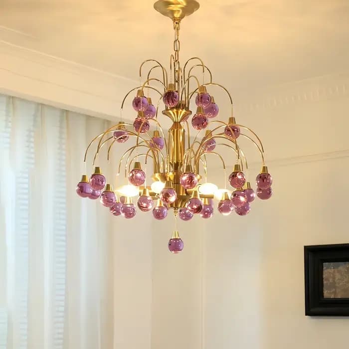 Lustre en verre de Murano italien violet rouge cristal suspension Vintage cerise larme salon salle à manger chambre lampe suspendue