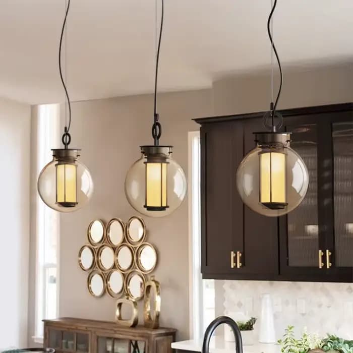 Bai-Plafonnier industriel composé de boules de verre et de métal, design rétro, éclairage d'intérieur, luminaire décoratif de plafond, idéal pour un salon ou un restaurant