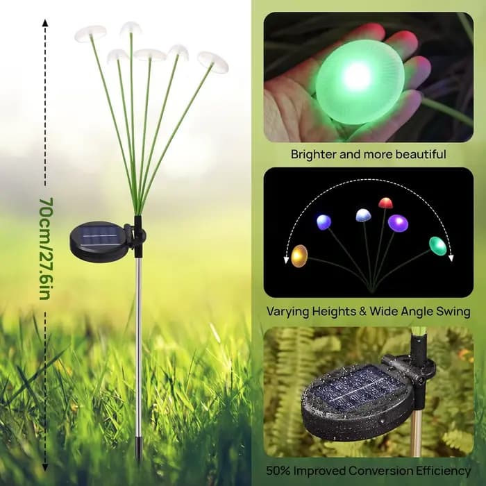 Lampes solaires de jardin LED double Mode lumières solaires en forme de champignon décor étanche cour Patio voie méduse pour ambiance de jardin