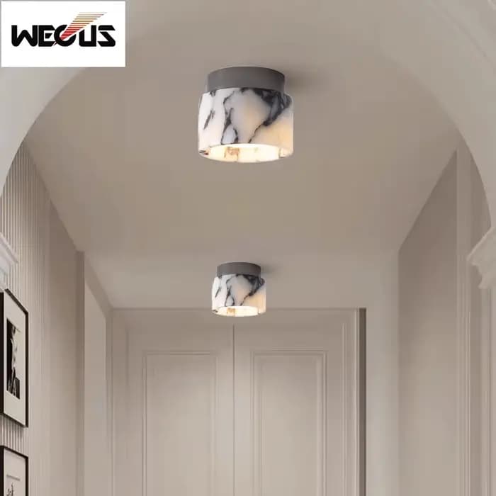 Nouveau plafonnier d'inspiration bulari lampes Premium en marbre naturel pour entrée couloir placard balcon décor haut de gamme éclairage LED
