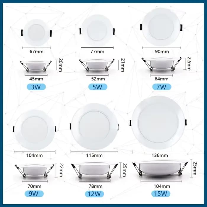 Spot Lumineux LED Encastrable pour le Plafond, Éclairage Circulaire, Idéal pour un Salon ou une Cuisine, AC 220V, 3/5/7/9/12/15W