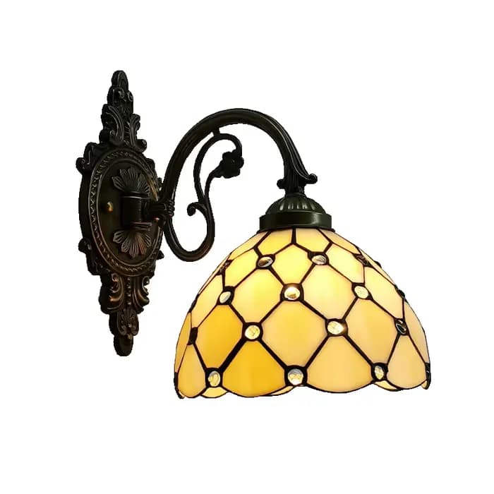 Applique murale en verre coloré de Style européen de 20CM, éclairage Tiffany, décoration pour salon et balcon, support de lampe en alliage d'aluminium