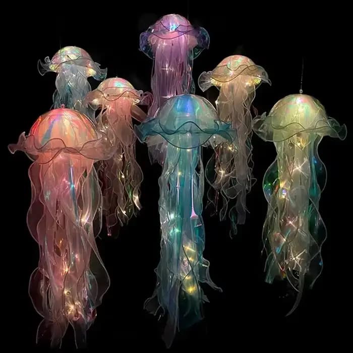 Lampe méduse Portable lanterne enfants chambre suspendue veilleuse sous la mer coloré sirène océan fête décor à la maison