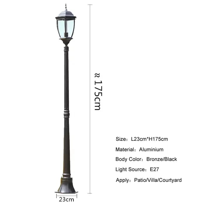 Lampe d'extérieur de jardin d'ingénierie européenne, éclairage de jardin et de route, H 1.75m