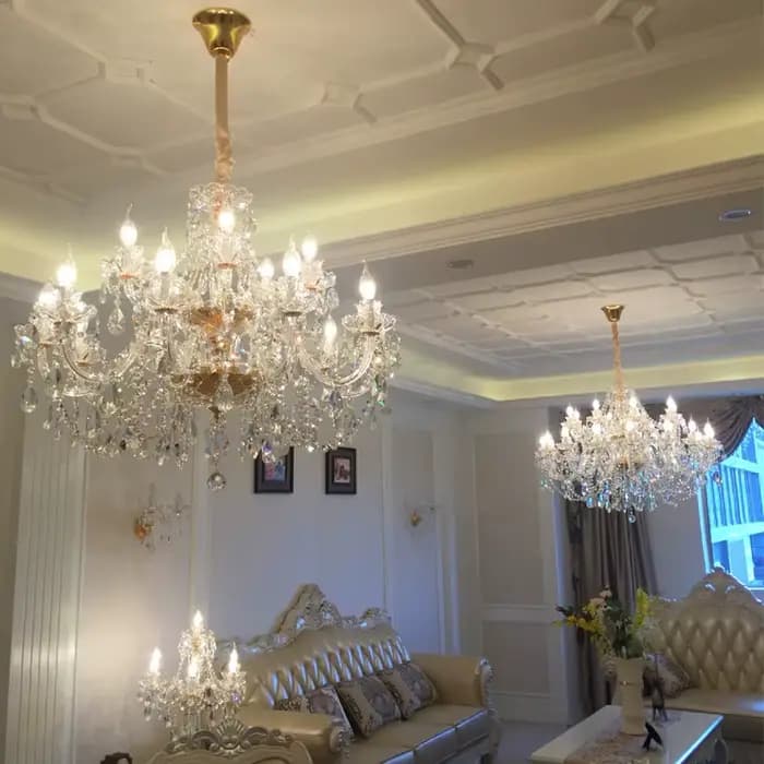 Plafonnier LED en cristal au design luxueux, éclairage d'intérieur, luminaire décoratif de plafond, idéal pour un salon ou une villa