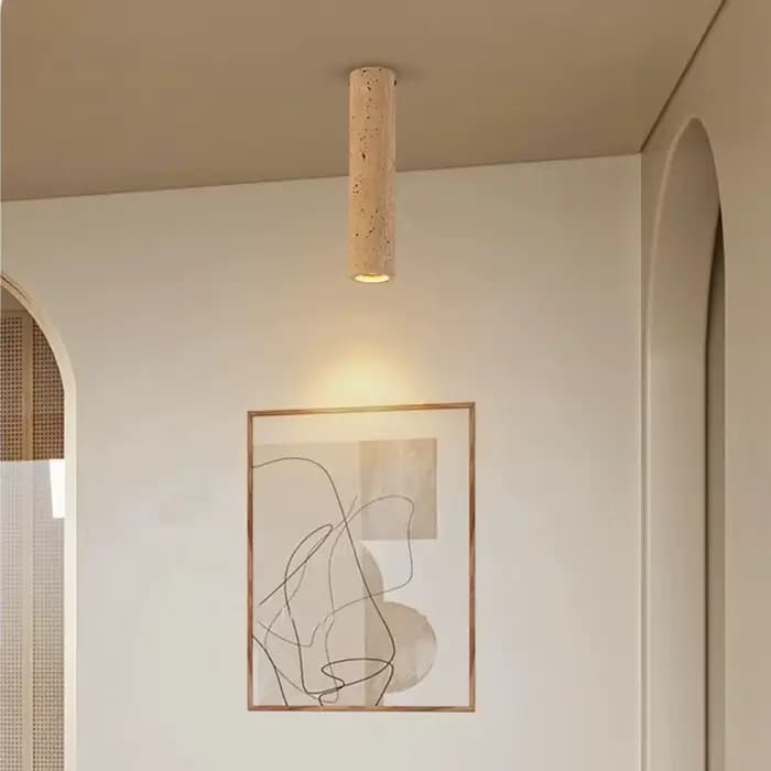 Plafonnier cylindrique en travertin, DownLight en pierre avec ampoule Spot E27, balcon, Dressing, comptoir, luminaires