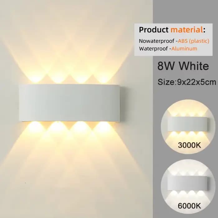 Applique murale LED moderne d'intérieur et d'extérieur, applique murale blanche montée et descente, pour salon, couloir, chambre à coucher