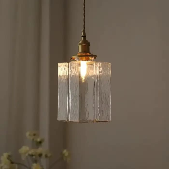 Lampe suspendue en verre rétro japonais, en cuivre jaune, pour chambre à coucher, salle à manger, étude, hôtel, lustre, décoration d'intérieur E27