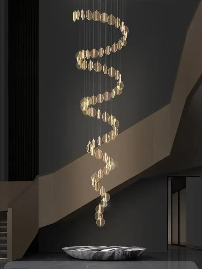 Escalier LED lustre moderne Villa hôtel hall suspension lampe créative Duplex Loft rotatif Long lustre décoration de la maison lampe
