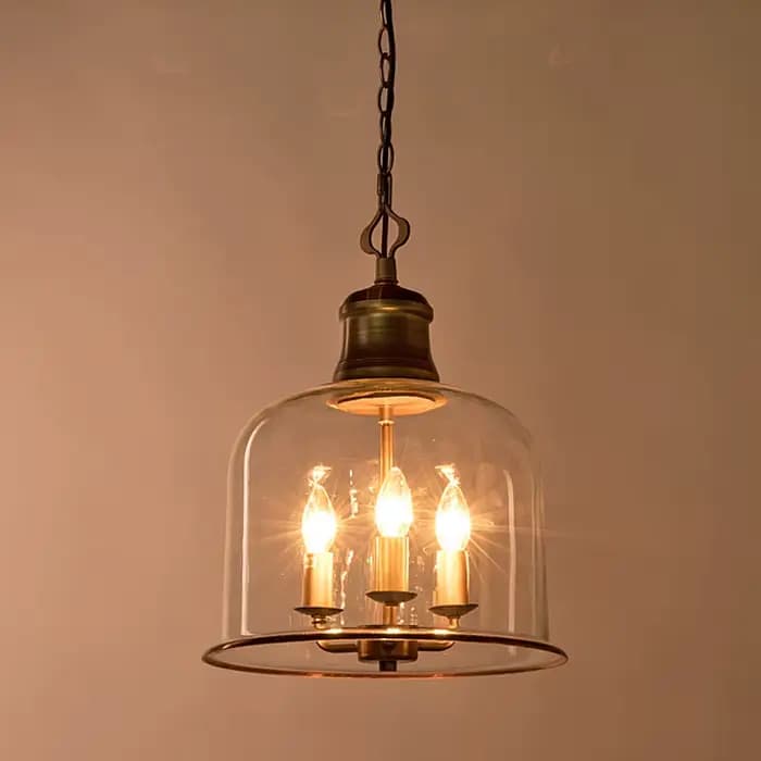 Luminaire suspendu Led rétro américain en verre transparent, décoration de la maison, salon, chambre à coucher, table d'îlot, luminaire à trois couleurs