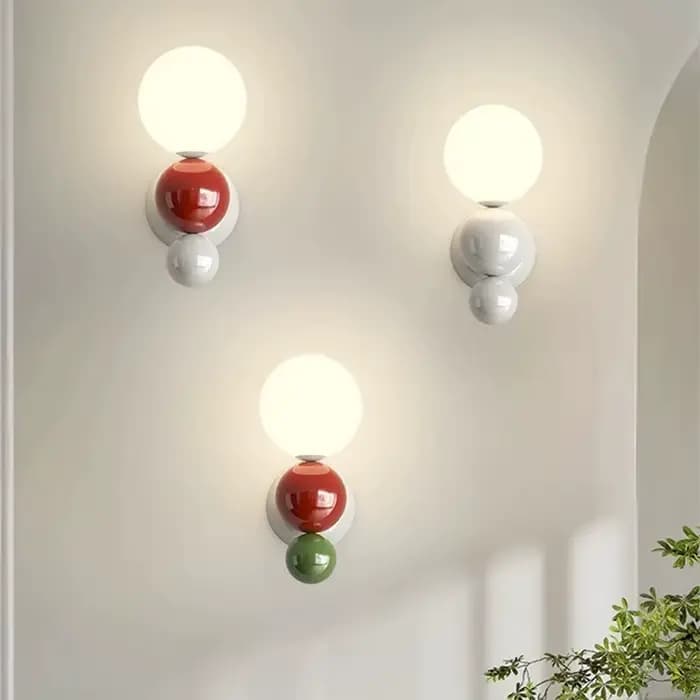 Lampe murale LED de chevet de chambre à coucher, en forme de perle, blanche, couleur contrastée, lampe murale pour escalier et couloir, luminaire décoratif mural