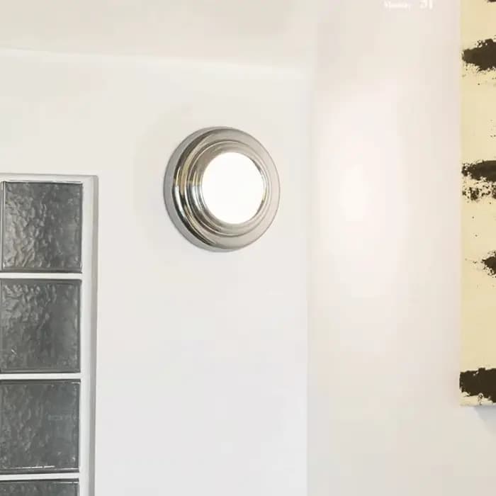 Applique murale ronde moderne, lampe en chrome design, applique minimaliste pour chambre à coucher, balcon, couloir, salon, escalier, lumières d'ambiance