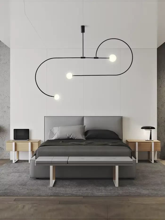 Lustre à lignes géométriques, design artistique nordique simple, lampe suspendue en arc pour salon, salle à manger, cuisine, île, éclairage de chambre à coucher