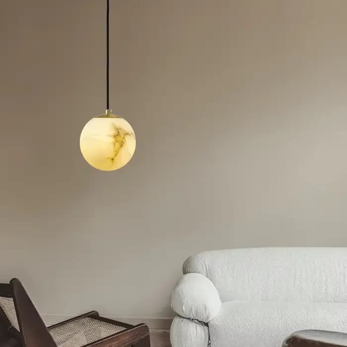 Lampe à suspension boule de marbre moderne Design nordique postmoderne lampe suspendue de chevet de luxe bar île table balcon lumière d'angle