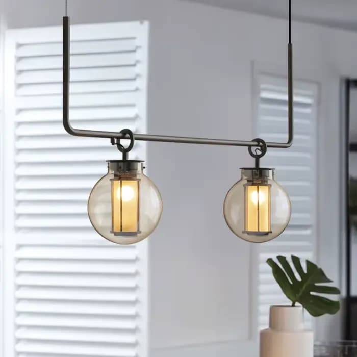 Bai-Plafonnier industriel composé de boules de verre et de métal, design rétro, éclairage d'intérieur, luminaire décoratif de plafond, idéal pour un salon ou un restaurant