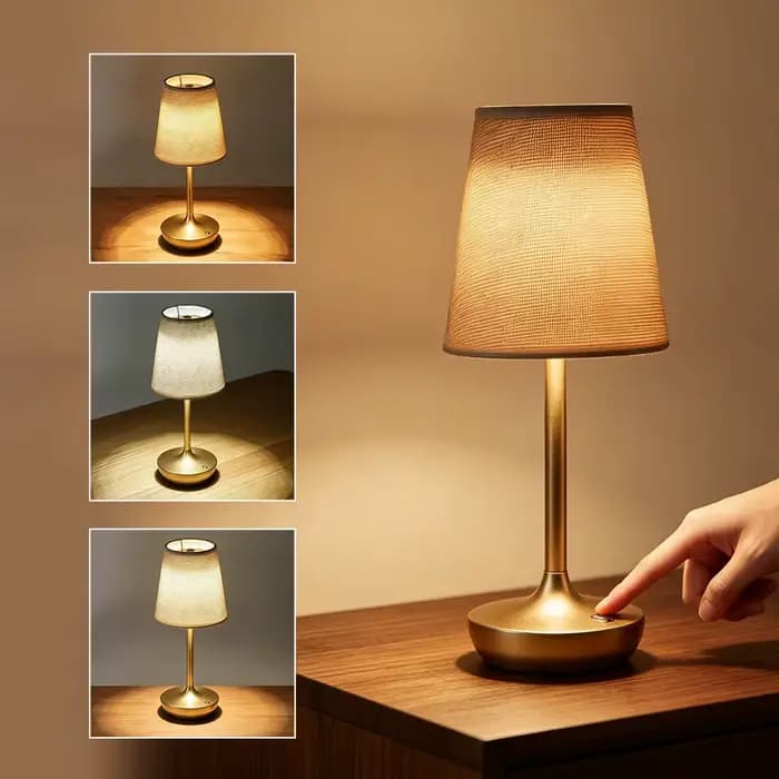 Lampes de table LED rechargeables, lampe de bureau classique simple, lampe de chevet à intensité variable avec abat-jour en tissu USB, décoration pour chambre à coucher veilleuse de nuit lampe chambre