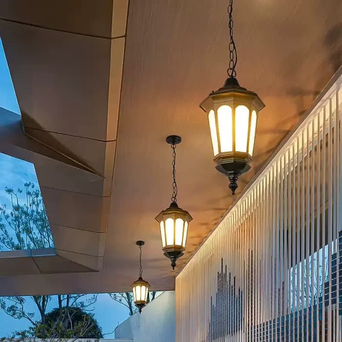 Lustre d'extérieur élégant et étanche pour cour, villa, terrasse, pavillon - Éclairage élégant pour espaces en plein air